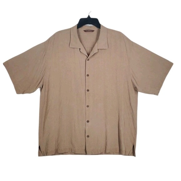 Tommy Bahama Pure Silk Shirt Hawaiian Men XL Brown Embroidered Ride 'Em Cowboys - Picture 2 of 11